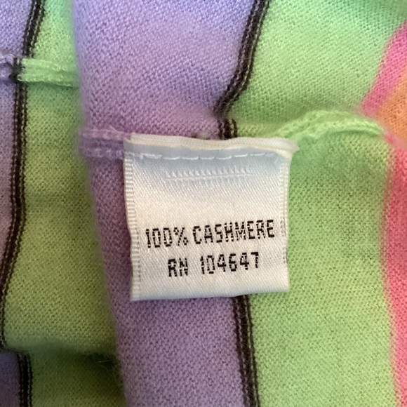Talbots Cashmere Sweater Striped Pastels - Picture 6 of 7